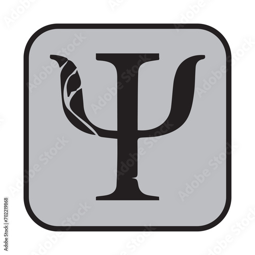 Psi Symbol in Greek Alphabet, Vector Image Illustration Isolated on White Background