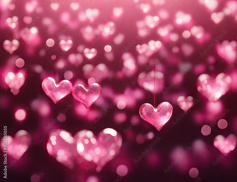 valentines background with hearts and heart-shaped bokeh