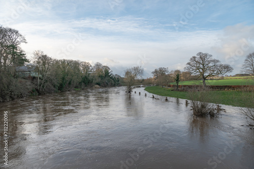 Teviot River flooding after storm Gerrit in December 2023, Scottish Borders, UK photo