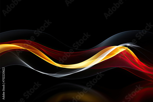 abstract colorful flowing wave red,yellow and white lines isolated on black background. Design element for technology, science, modern concept