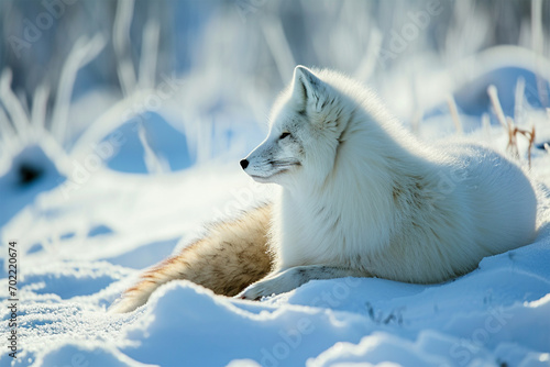 white fox on snow © Baechi Stock