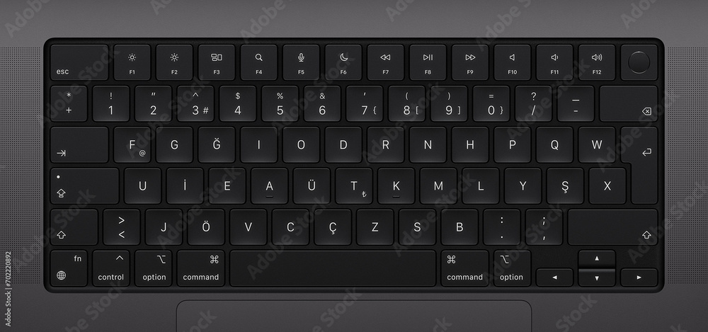 Modern laptop keyboard close up view Modern laptop keyboard close up view