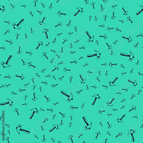 Black Hammer icon isolated seamless pattern on green background. Tool for repair.  Vector