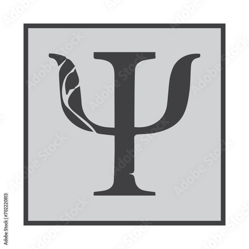 Psi Symbol in Greek Alphabet, Vector Image Illustration Isolated on White Background