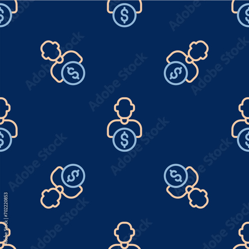 Line Business investor or capital providers icon isolated seamless pattern on blue background. Vector