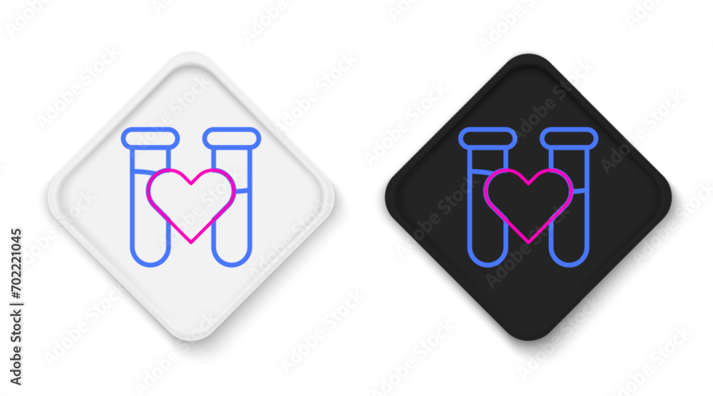Line Test tube or flask with blood icon isolated on white background. Laboratory, chemical, scientific glassware sign. Colorful outline concept. Vector Line Test tube or flask with blood icon isolated on white background. Laboratory, chemical, scientific glassware sign. Colorful outline concept. Vector