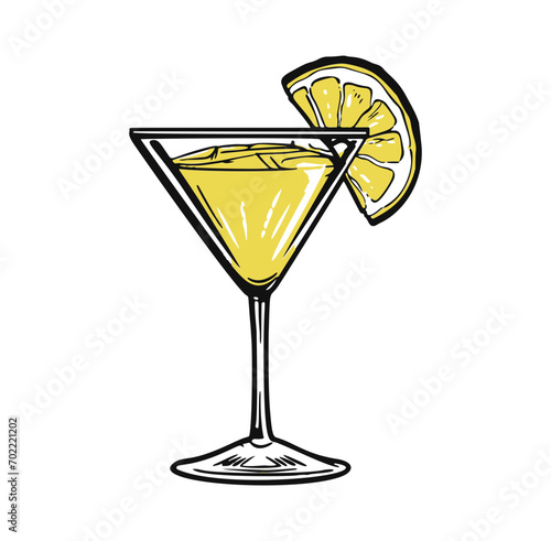 Lemon martini cocktail with a slice of lemon
