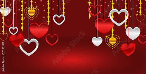 Hanging Hearts Valentine`s Background 