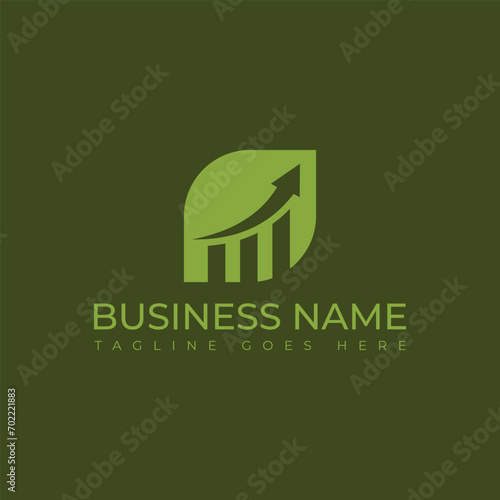 Eco Green Leaf Investing Business Financial Bar Chart Logo