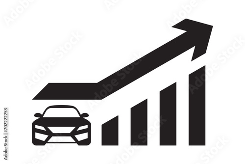 Car growing graph icon. Vector illustration