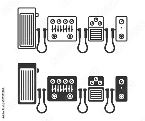 Guitar fx pedal icon set. Vector illustration