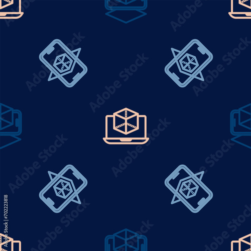 Set line 3d modeling,  and  on seamless pattern. Vector