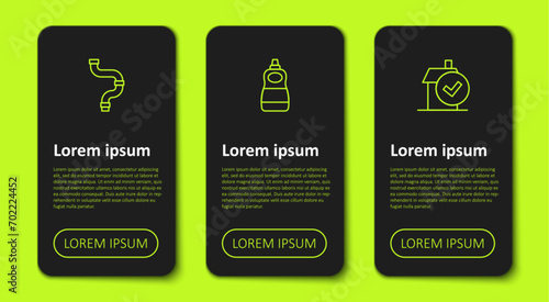 Set line Industry metallic pipe, Dishwashing liquid bottle and Home cleaning service. Business infographic template. Vector