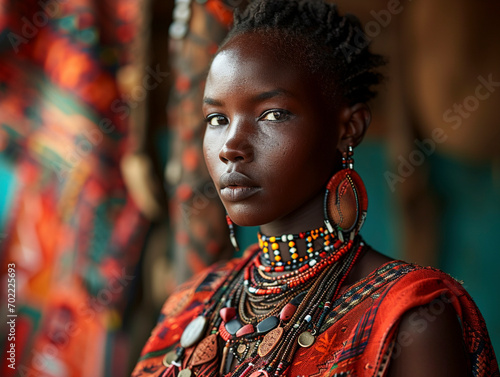 a Maasai in traditional clothing from Kenya  ai generated