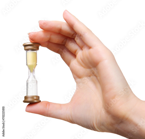 Close up of woman hand holding hourglass