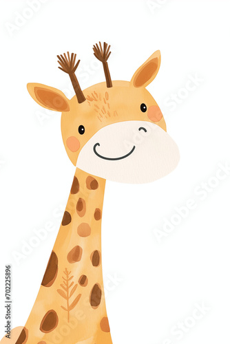 a cute cartoon giraffe portrait or card for baby nursery 