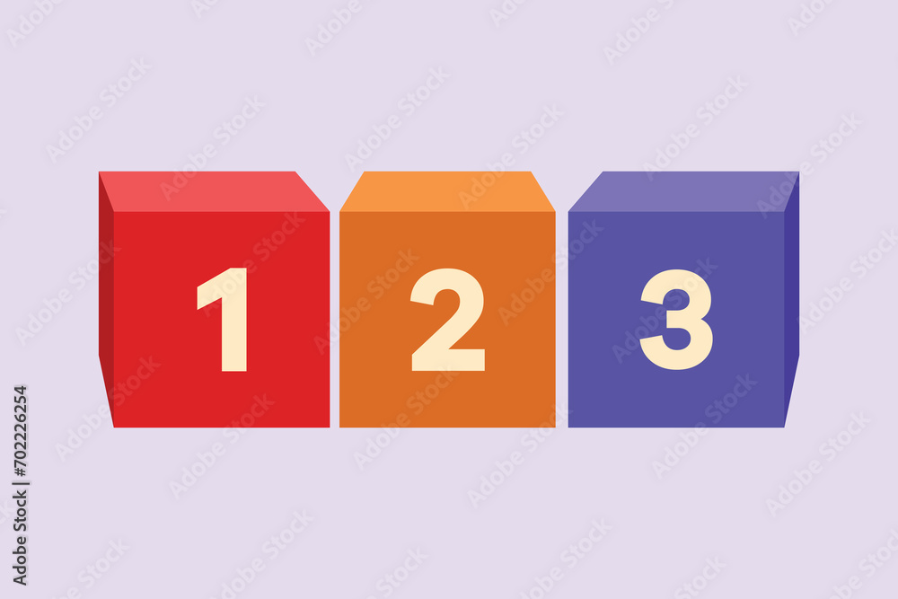 Fototapeta premium Bricks with numbers. Numeral cube concept. Colored flat vector illustration isolated.