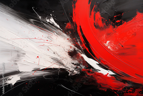 Abstract acrylic painting in red and black for background. Generative AI image.