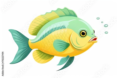 Colorful aquatic beauty: Exotic green yellow fish isolated on a white background