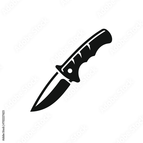 logotype of a knive, black and white, small size, isolated