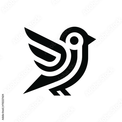 logotype of a bird, black and white, small size, isolated