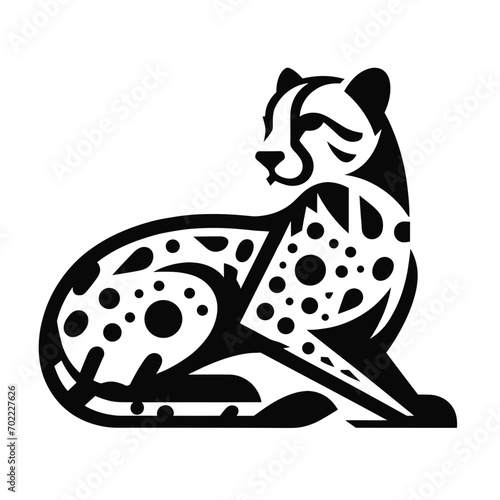 logotype of a cheetah, black and white, small size, isolated