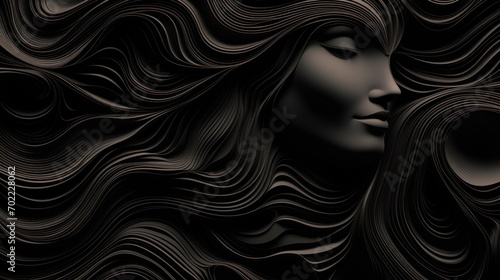 A woman's face with wavy black hair photo