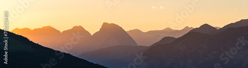 Mountain ridge at dusk in twilight glow near Brenner in Austria