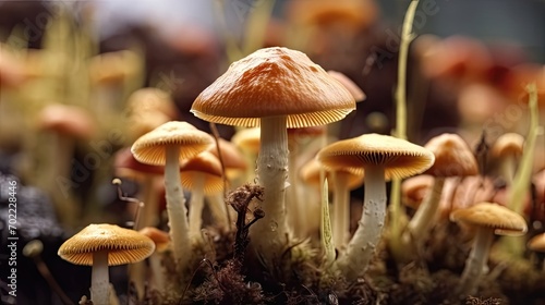 A Close-up Encounter. Exploring the Intricate Details of Mushrooms