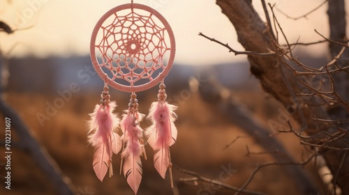 Dream catcher made with pink ash crochet