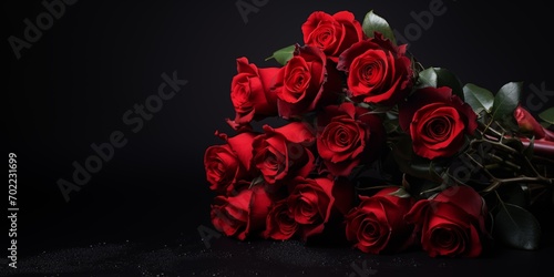 Bouquet of roses on a black background