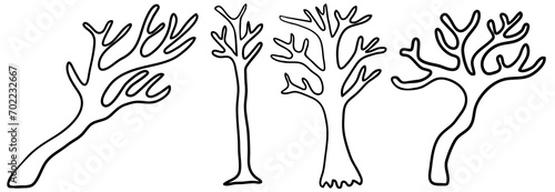image of a tree in a simple minimalist style. Template for design, logo, print, icon. object in line art style for landscape, coloring