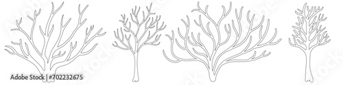 image of a tree in a simple minimalist style. Template for design, logo, print, icon. object in line art style for landscape, coloring