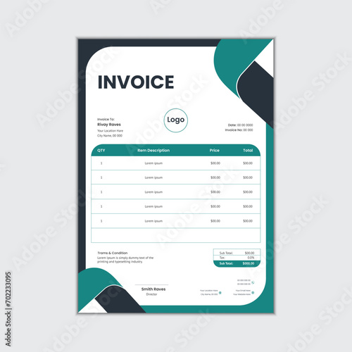Modern business invoice design with simple layout © NIHTMOD