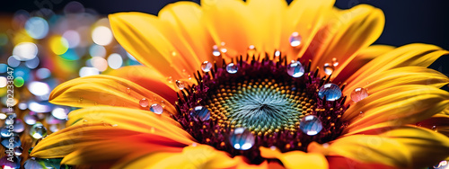 Prismatic Blooms: Rainbow Reflections on Sunflower Petal