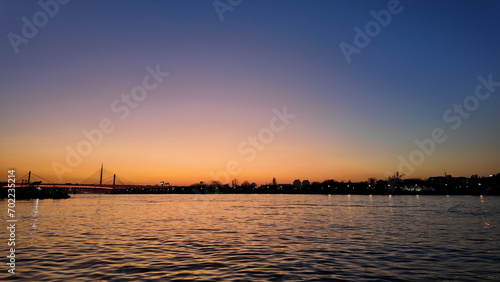 Belgrade river Sava in sunset time..