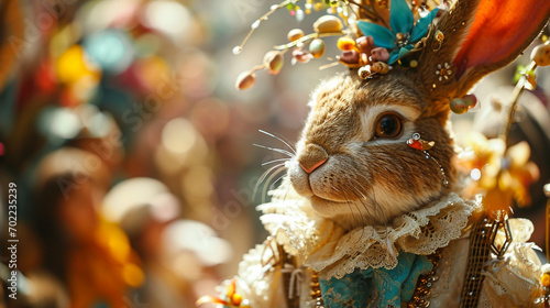Easter Bunny Parade Grandeur:  A grand Easter Bunny parade with elaborately decorated floats, costumes, and a jubilant atmosphere © Наталья Евтехова