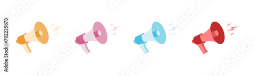 Megaphone, loudspeaker icon set. Black and outline. Vector EPS 10 photo