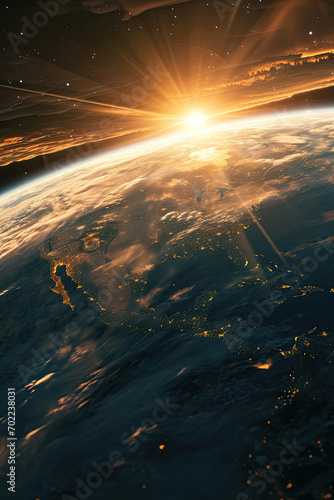 Fototapeta Naklejka Na Ścianę i Meble -  Planet earth and sun from outer space