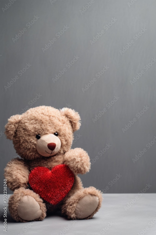 teddy bear hugging a heart on a grey background teddy bear hugging a heart on a grey background