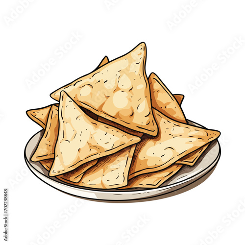 Mexican tortilla wrap , chips on a plate isolated on white background design