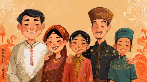 A Group of People Standing Together Indonesian Family Eid Mubarak