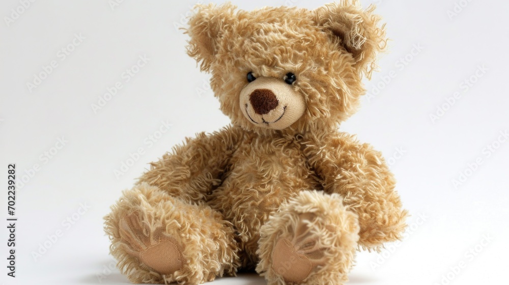 A Cute Brown Teddy Bear Resting on a Clean and Bright White Surface A Cute Brown Teddy Bear Resting on a Clean and Bright White Surface