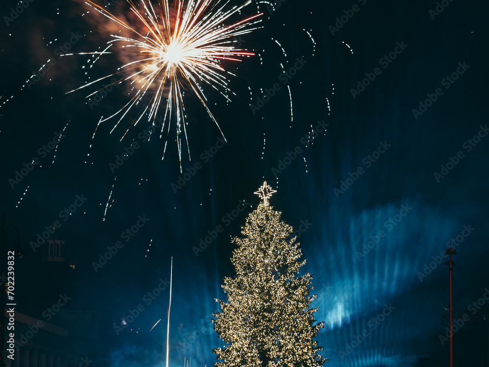 Vilnius, Lithuania - 01 01 2024: Celebrating the New Year 2024 on