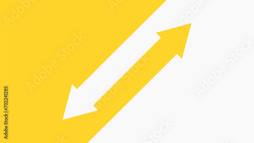 Two diagonal arrows pointing in opposite directions. Yellow and white background.