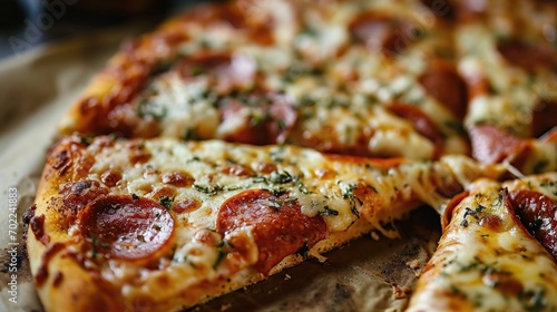 A Mouthwatering Close-Up of a Pepperoni Pizza