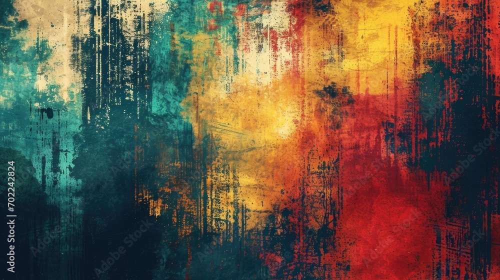 An Abstract Painting With Red, Yellow and Green Colors