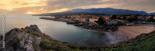 Fototapeta Naklejka Na Ścianę i Meble -  Sunrise from the viewpoint of San Pedro, Llanes, Asturias, Spain.