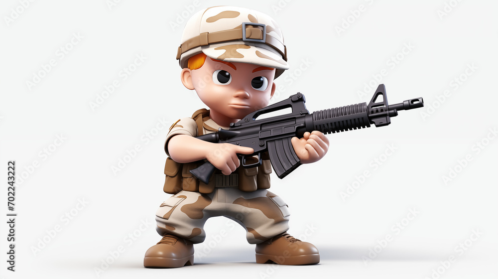 3d army soldier with a machine gun in white background 3d army soldier with a machine gun in white background