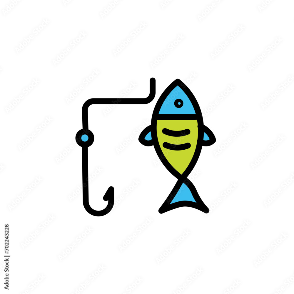 Obraz premium Fish Hook Sea Filled Outline Icon